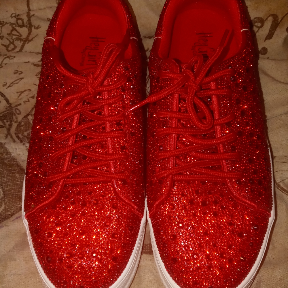 Red Sparkly Sequin Sneakers